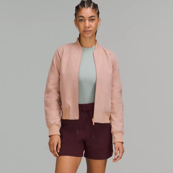 lululemon Non-Stop Cotton Bomber Jacket Pink Clay Size 6 - Picture 2 of 7